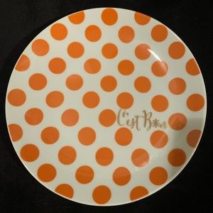 “C’est Bon” Orange Polka Dot Plate..